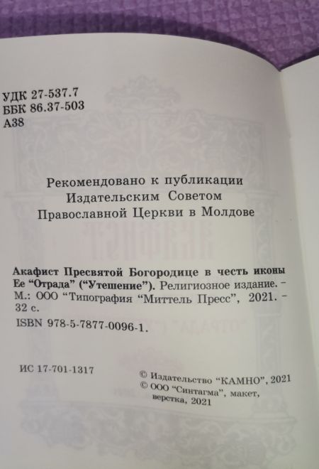 Акафист Пресвятой Богородице в честь иконы Её Отрада (Утешение) (Синтагма)