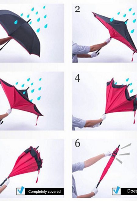Умный двухслойный зонт (зонт наоборот, сухой зонт) TQ23