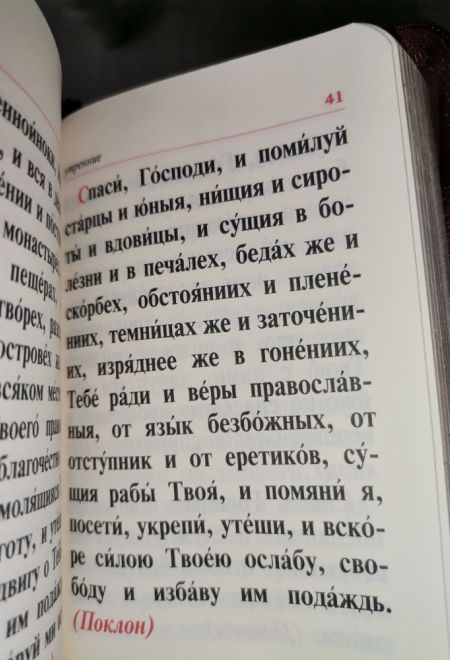 Молитвослов крупным шрифтом православный. На молнии, кожа, золотой обрез, цвет бордовый (Терирем)